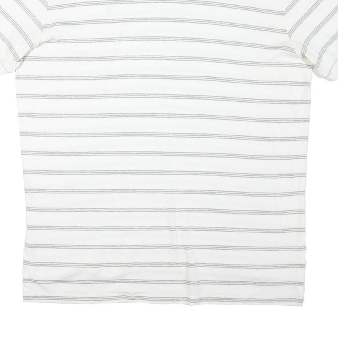 POLO RALPH LAUREN Mens White & Grey Striped Short Sleeve Polo Shirt XL Cotton