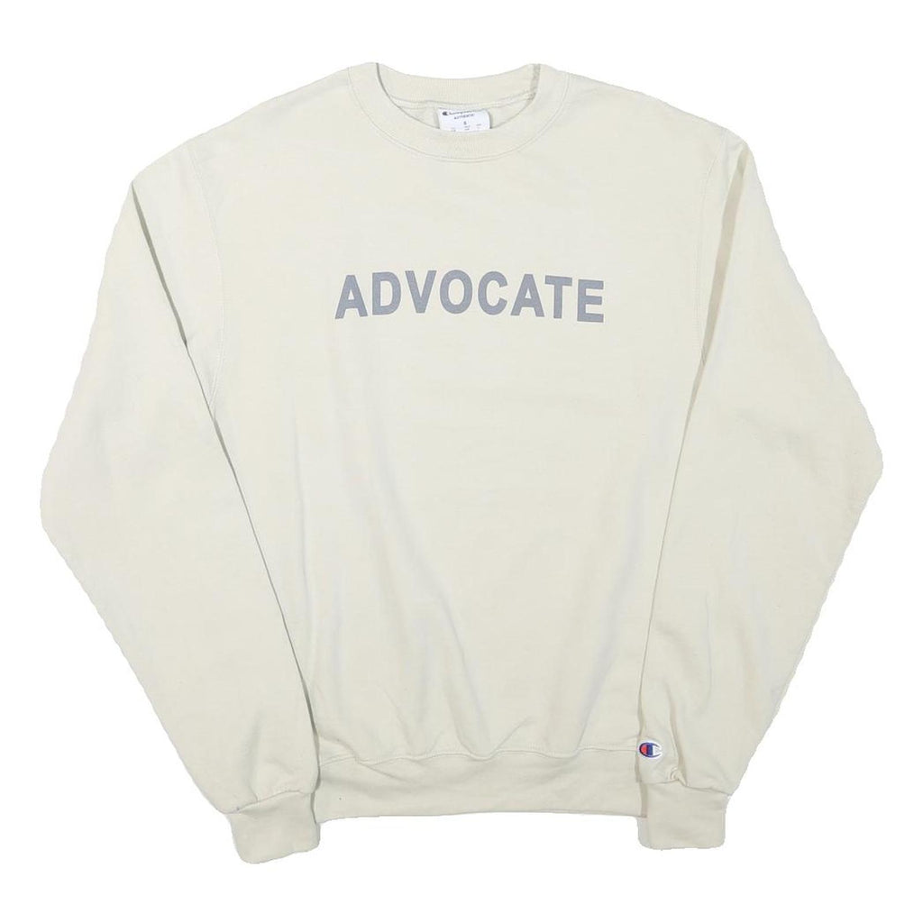 CHAMPION Mens Cream Advocate Crew Neck S Sweatshirt Cotton Blend Pullover