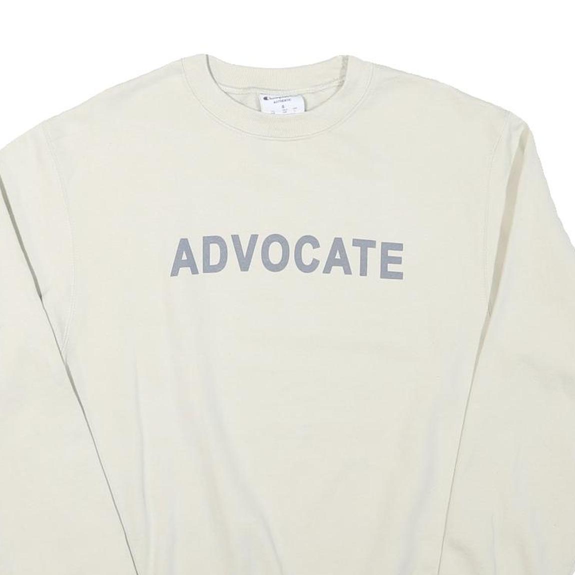 CHAMPION Mens Cream Advocate Crew Neck S Sweatshirt Cotton Blend Pullover
