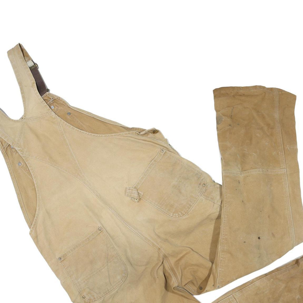 CARHARTT Mens Beige Cotton Blend Relaxed Dungarees L W42 L29 Workwear Utility