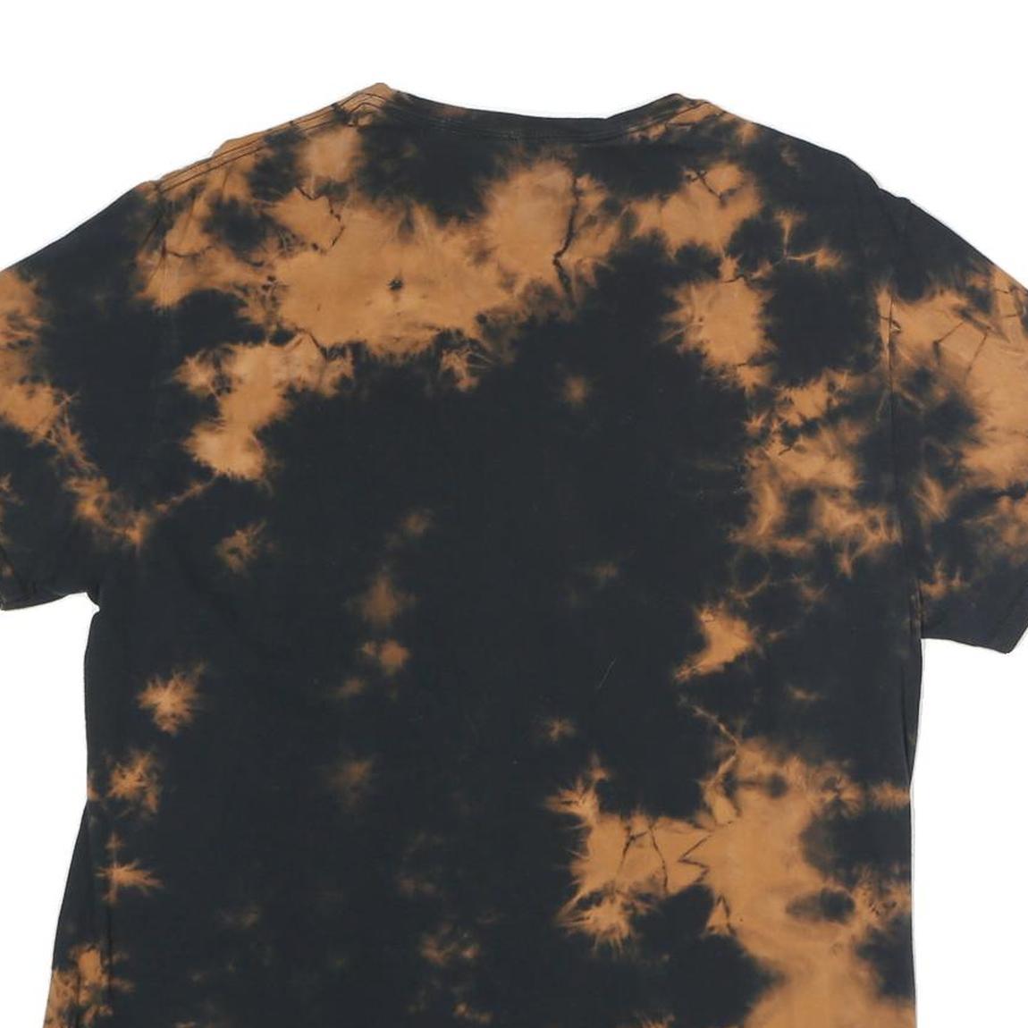 CHEMISTRY Womens Black & Brown Tie Dye Rock Tour Graphic T-Shirt L Short Sleeve