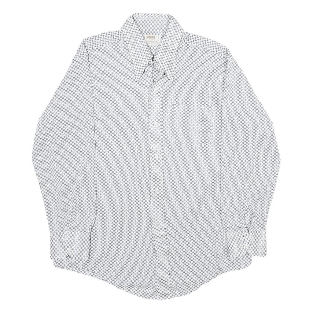 MONTGOMERY WARD Mens White & Black Patterned Shirt L Classic Long Sleeve Button