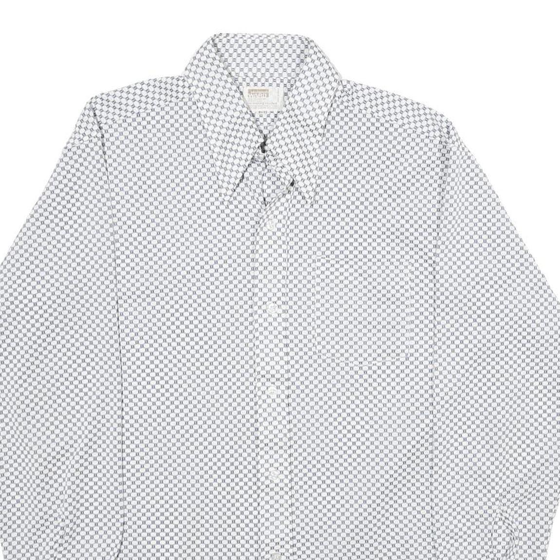 MONTGOMERY WARD Mens White & Black Patterned Shirt L Classic Long Sleeve Button