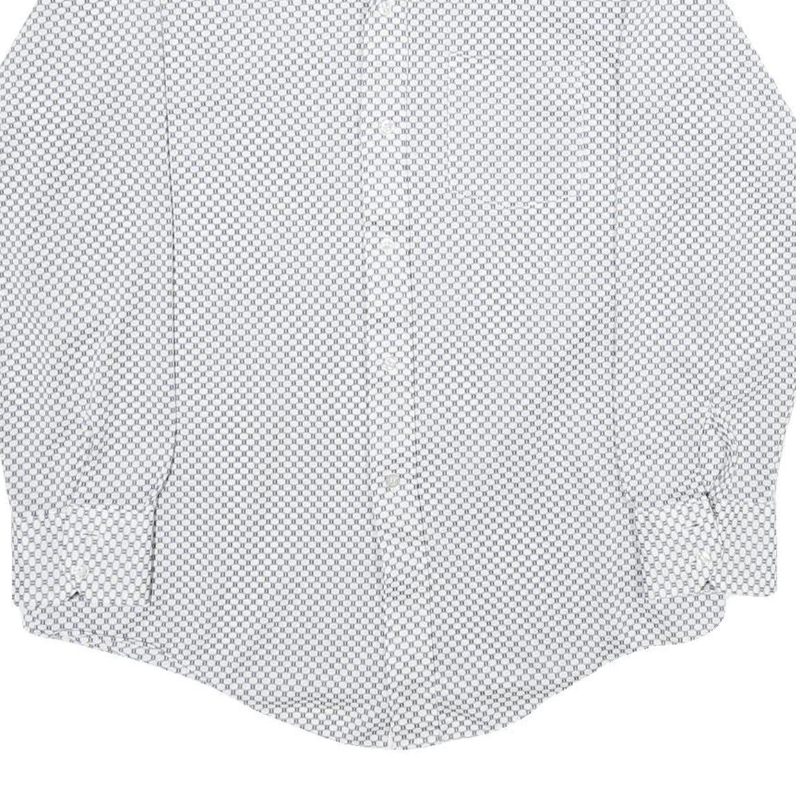 MONTGOMERY WARD Mens White & Black Patterned Shirt L Classic Long Sleeve Button