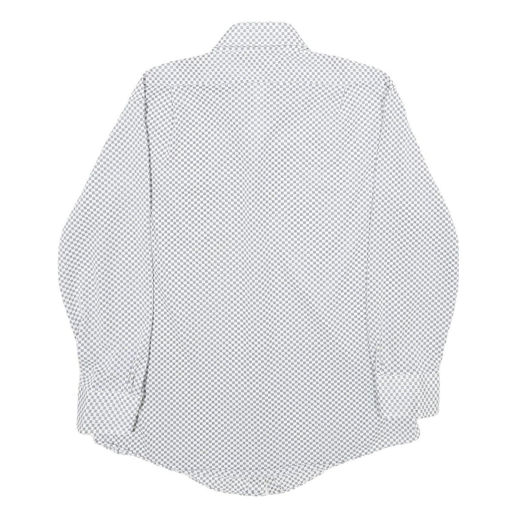 MONTGOMERY WARD Mens White & Black Patterned Shirt L Classic Long Sleeve Button