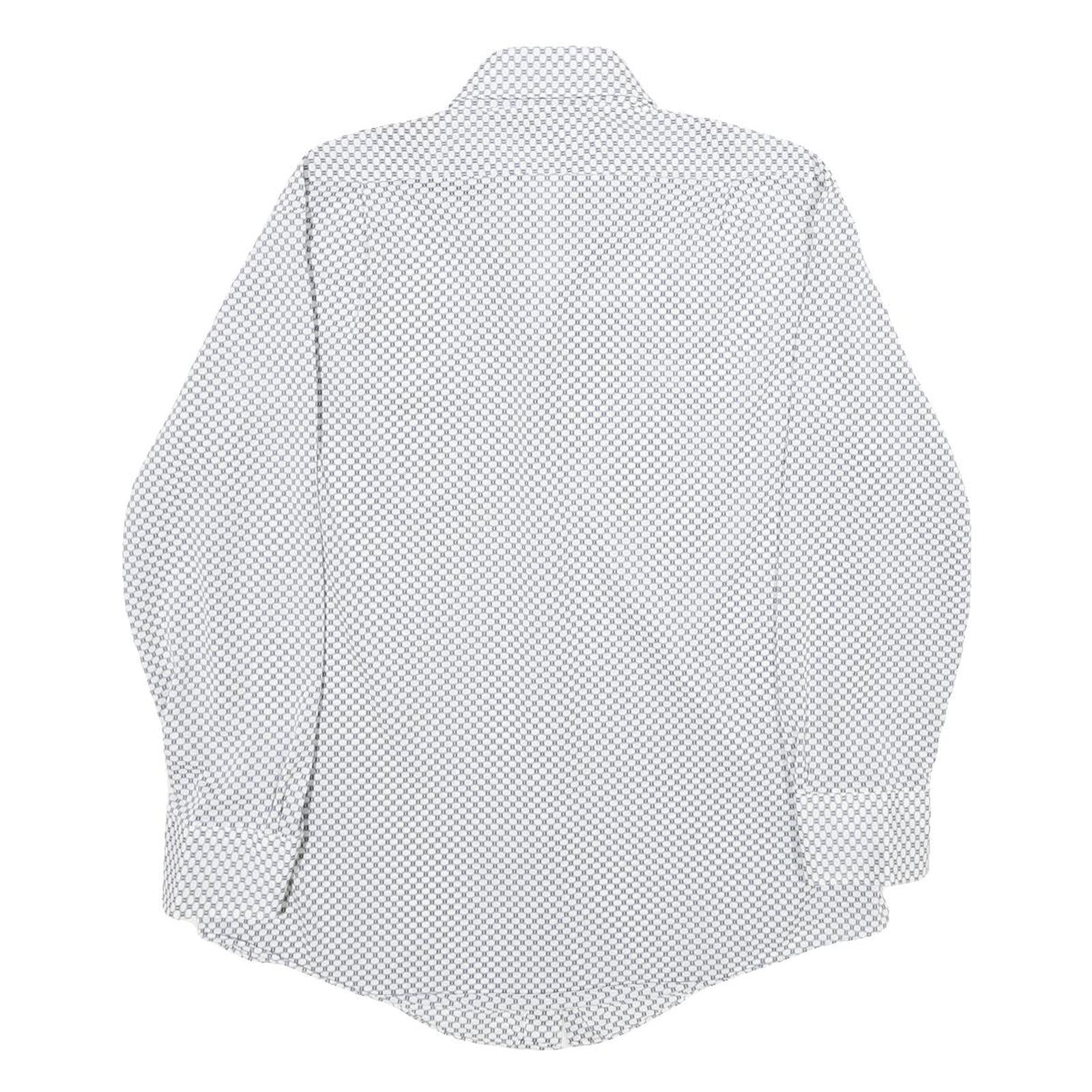 MONTGOMERY WARD Mens White & Black Patterned Shirt L Classic Long Sleeve Button