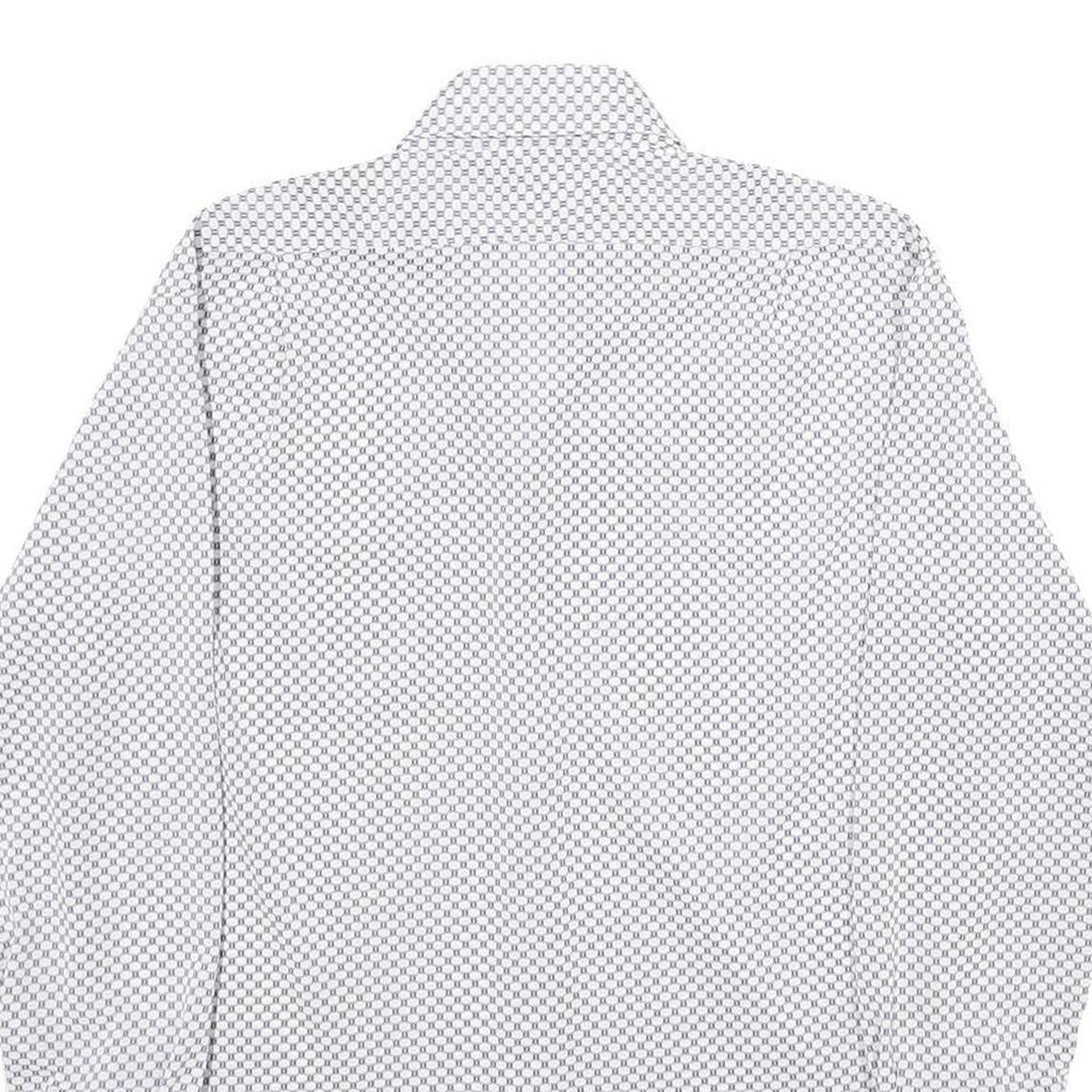 MONTGOMERY WARD Mens White & Black Patterned Shirt L Classic Long Sleeve Button