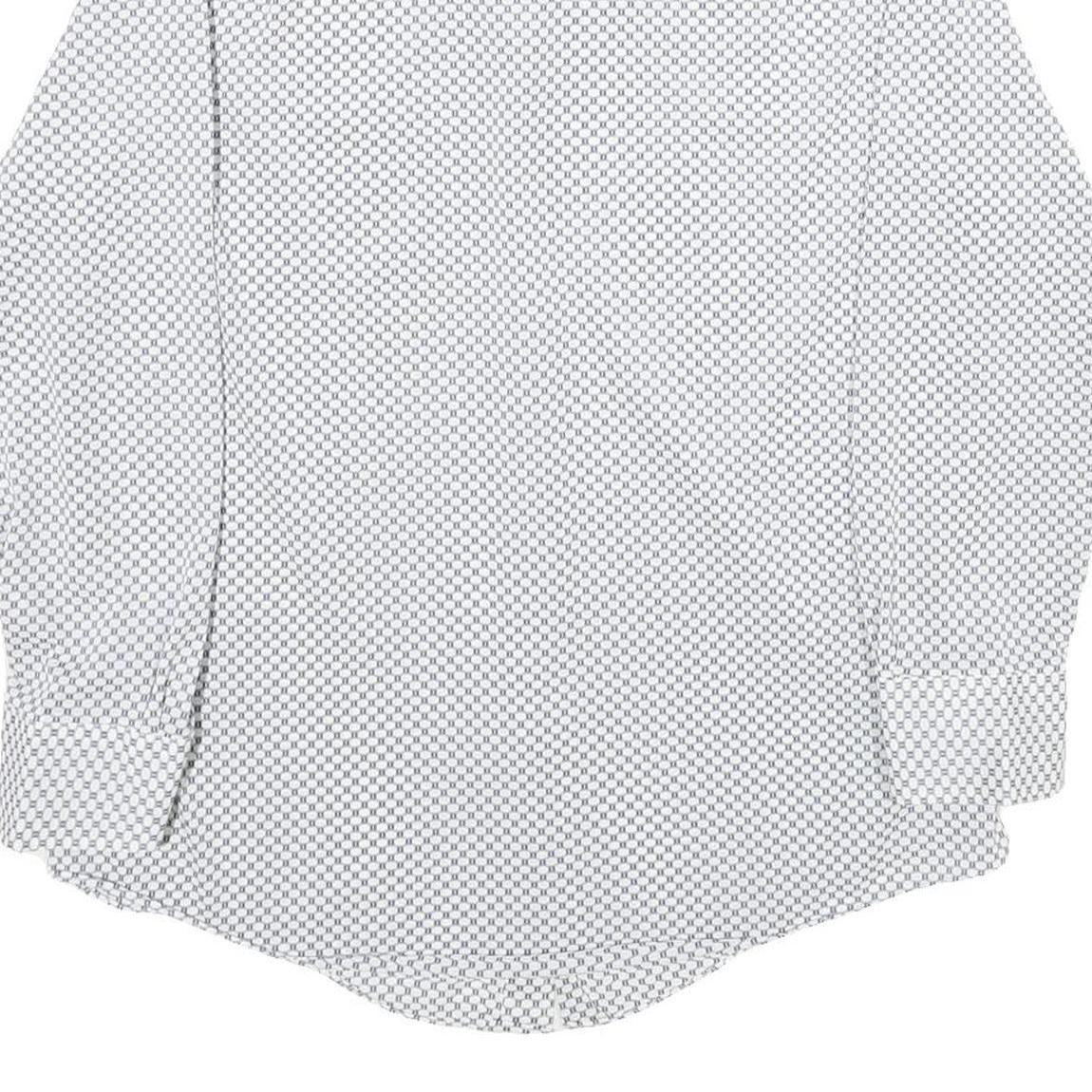 MONTGOMERY WARD Mens White & Black Patterned Shirt L Classic Long Sleeve Button