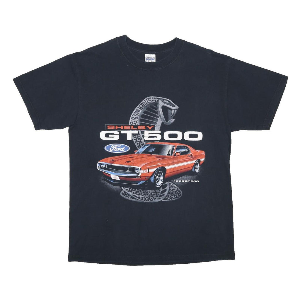 GILDAN Mens Black Shelby GT500 Graphic T-Shirt M Short Sleeve Crew Neck Vintage