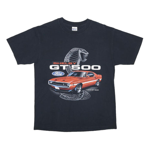 GILDAN Mens Black Shelby GT500 Graphic T-Shirt M Short Sleeve Crew Neck Vintage