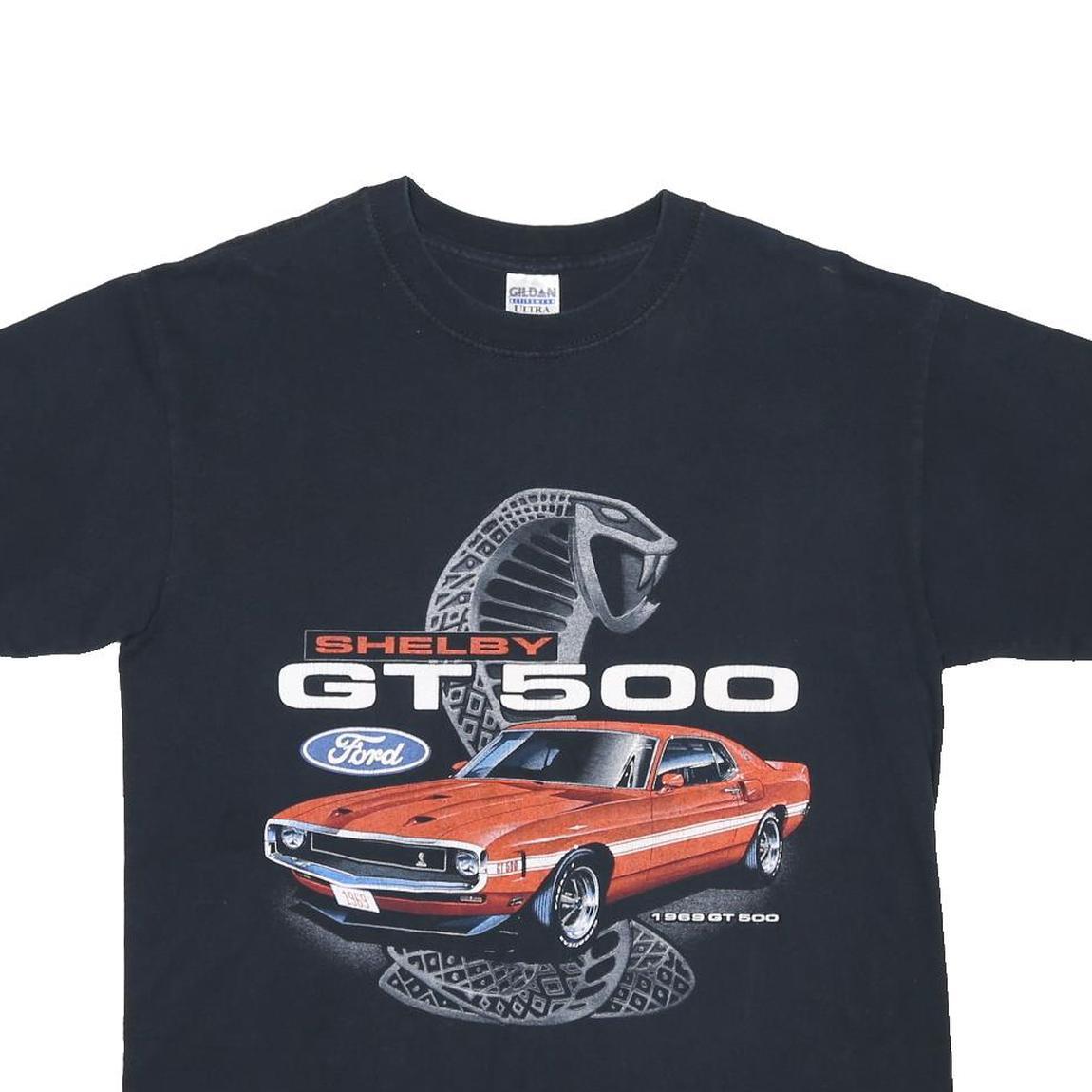 GILDAN Mens Black Shelby GT500 Graphic T-Shirt M Short Sleeve Crew Neck Vintage