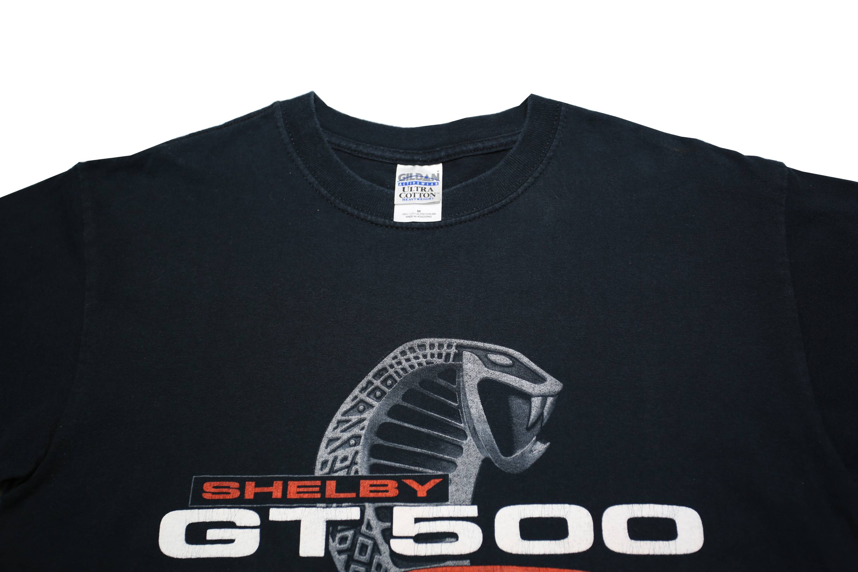 GILDAN Mens Black Shelby GT500 Graphic T-Shirt M Short Sleeve Crew Neck Vintage