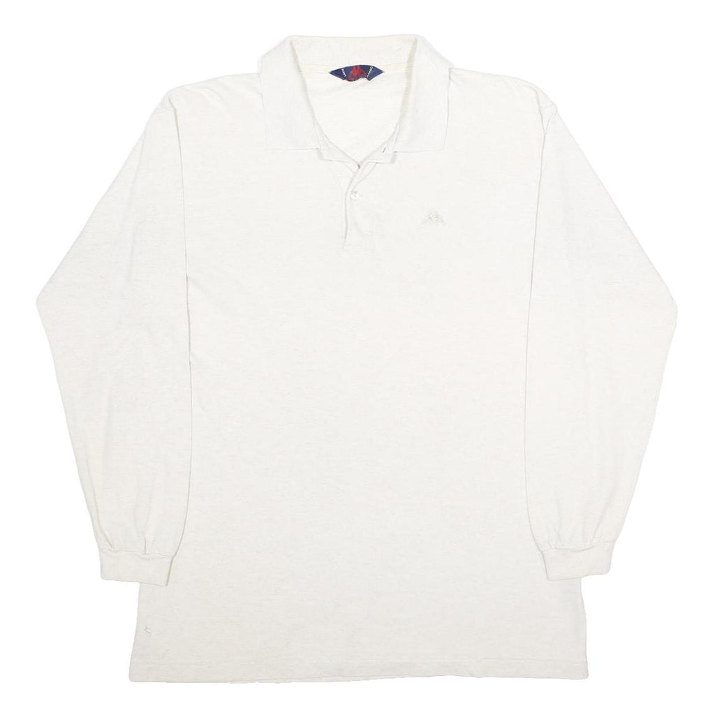 KAPPA Mens White Long Sleeve Plain L Cotton Polo Shirt Classic Fit