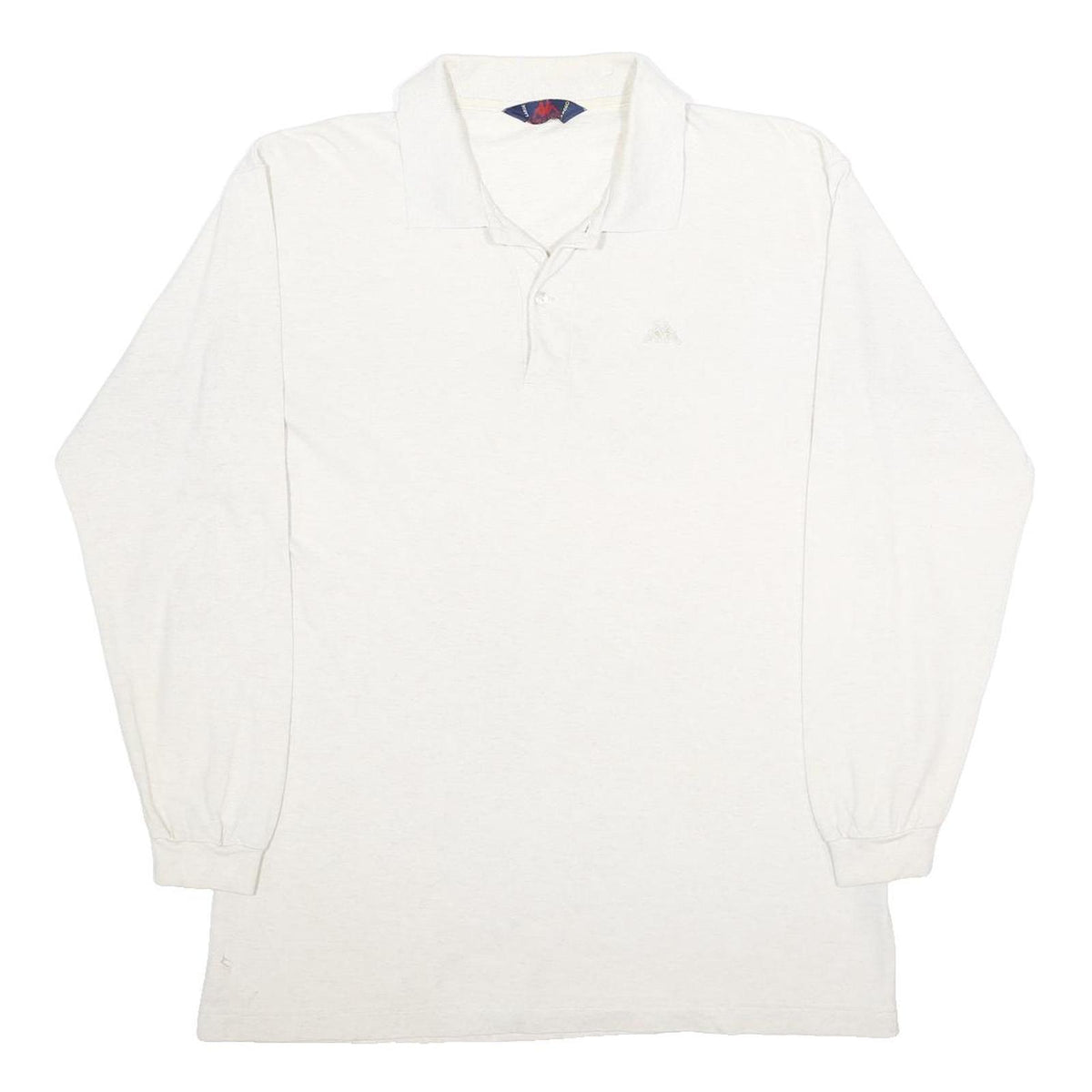KAPPA Mens White Long Sleeve Plain L Cotton Polo Shirt Classic Fit