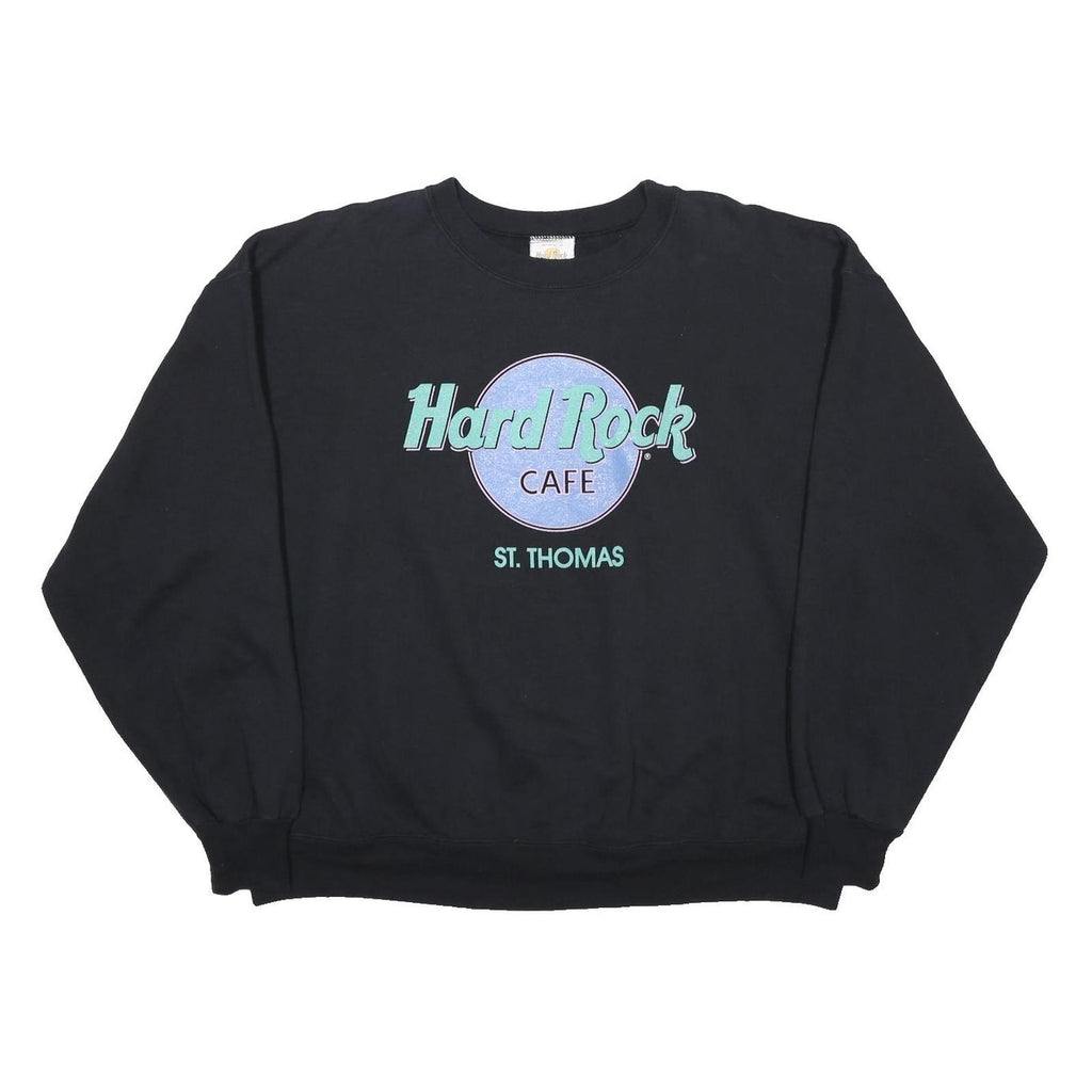HARD ROCK CAFE Womens Black St Thomas Crew Neck XL Cotton Blend Sweatshirt