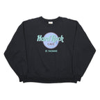 HARD ROCK CAFE Womens Black St Thomas Crew Neck XL Cotton Blend Sweatshirt