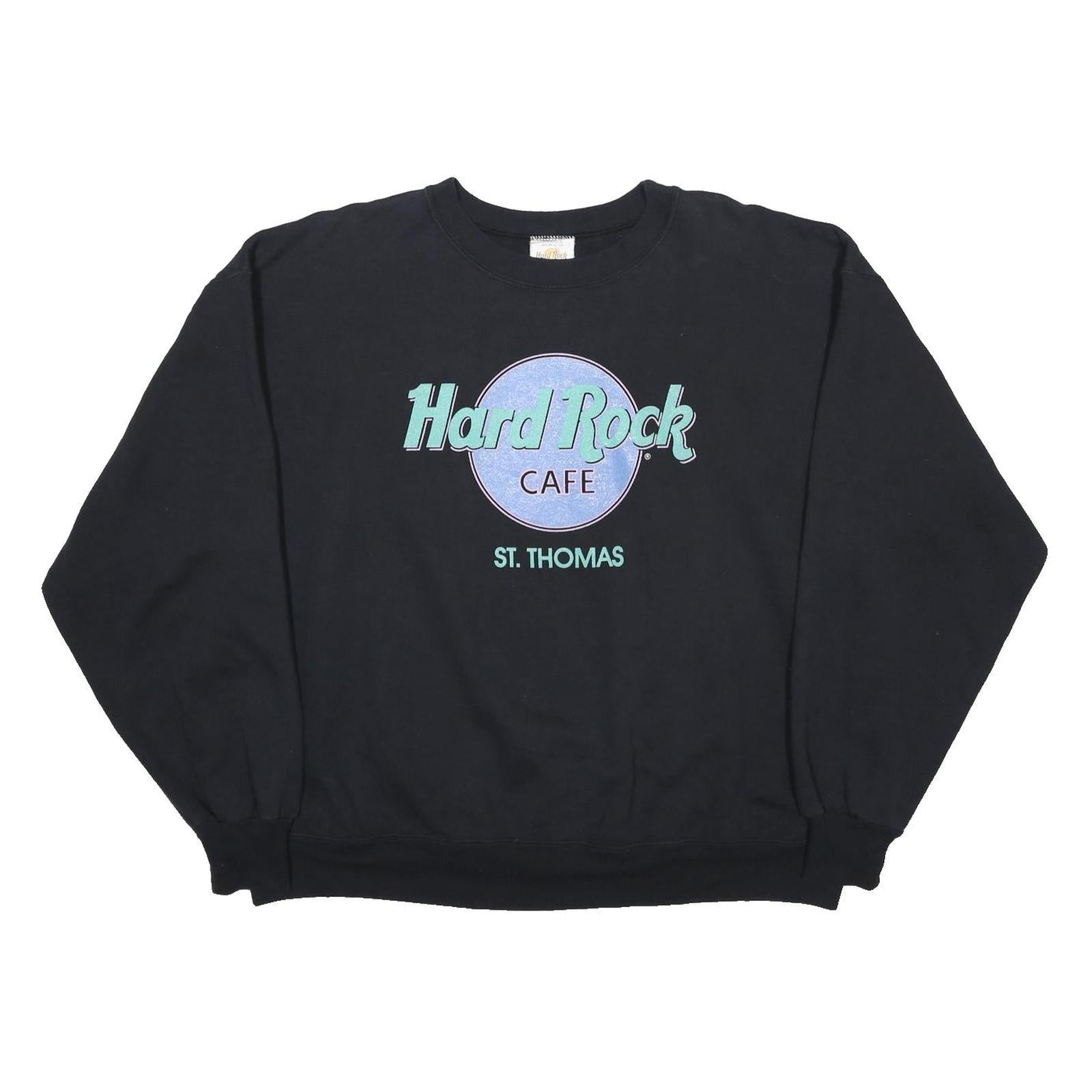 HARD ROCK CAFE Womens Black St Thomas Crew Neck XL Cotton Blend Sweatshirt