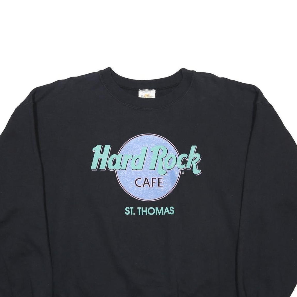 HARD ROCK CAFE Womens Black St Thomas Crew Neck XL Cotton Blend Sweatshirt