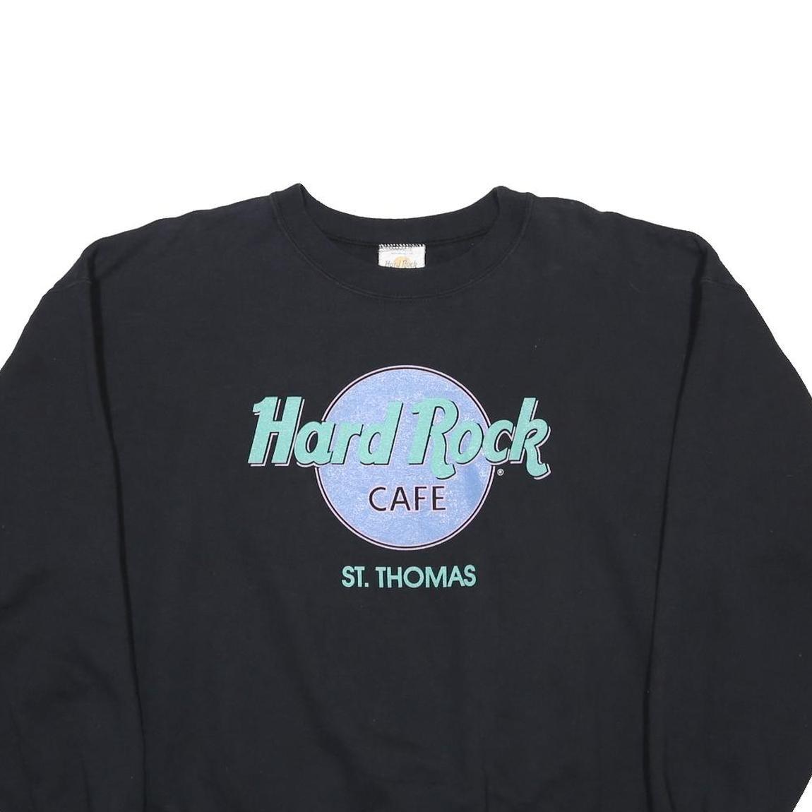 HARD ROCK CAFE Womens Black St Thomas Crew Neck XL Cotton Blend Sweatshirt