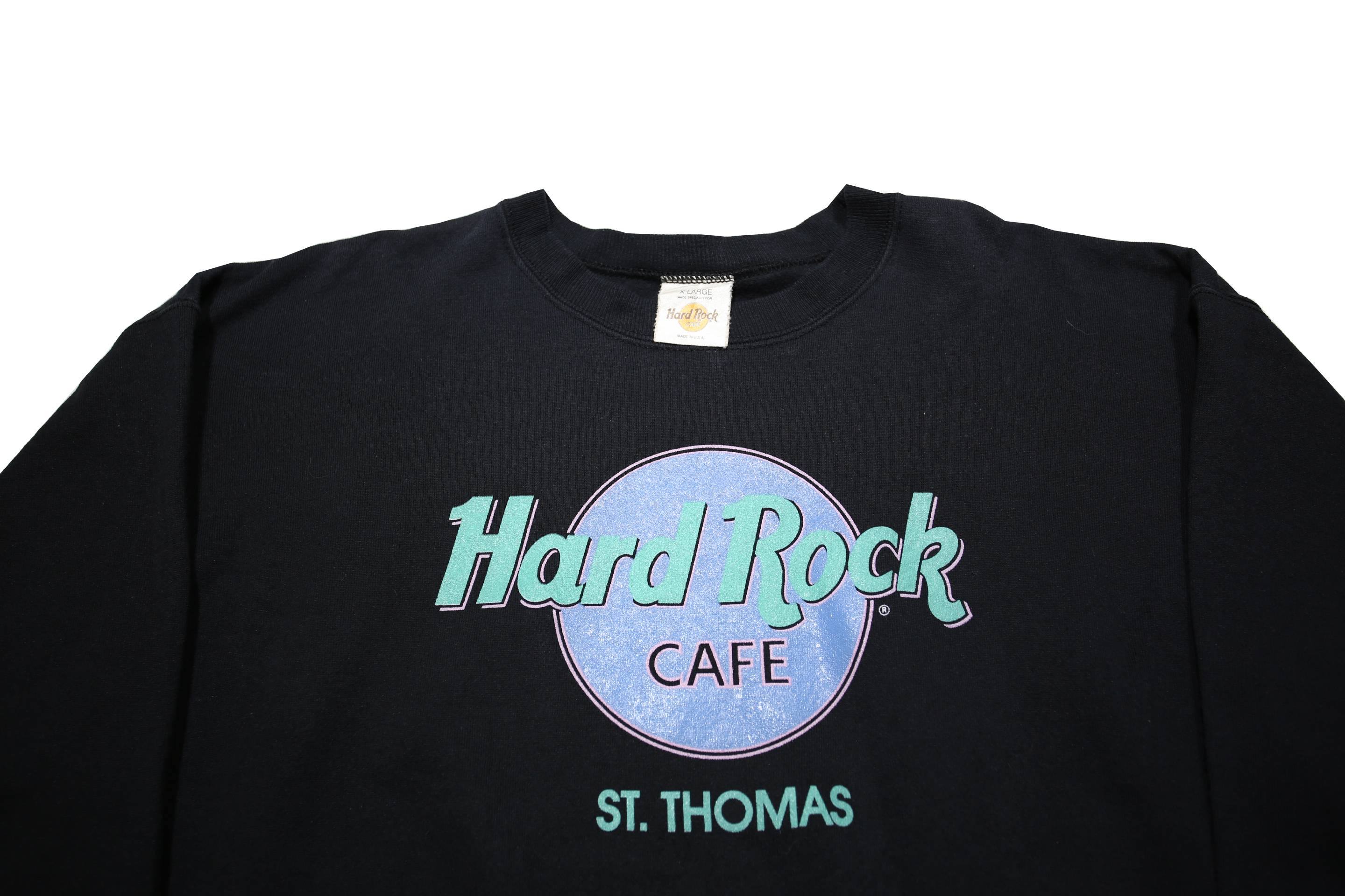 HARD ROCK CAFE Womens Black St Thomas Crew Neck XL Cotton Blend Sweatshirt