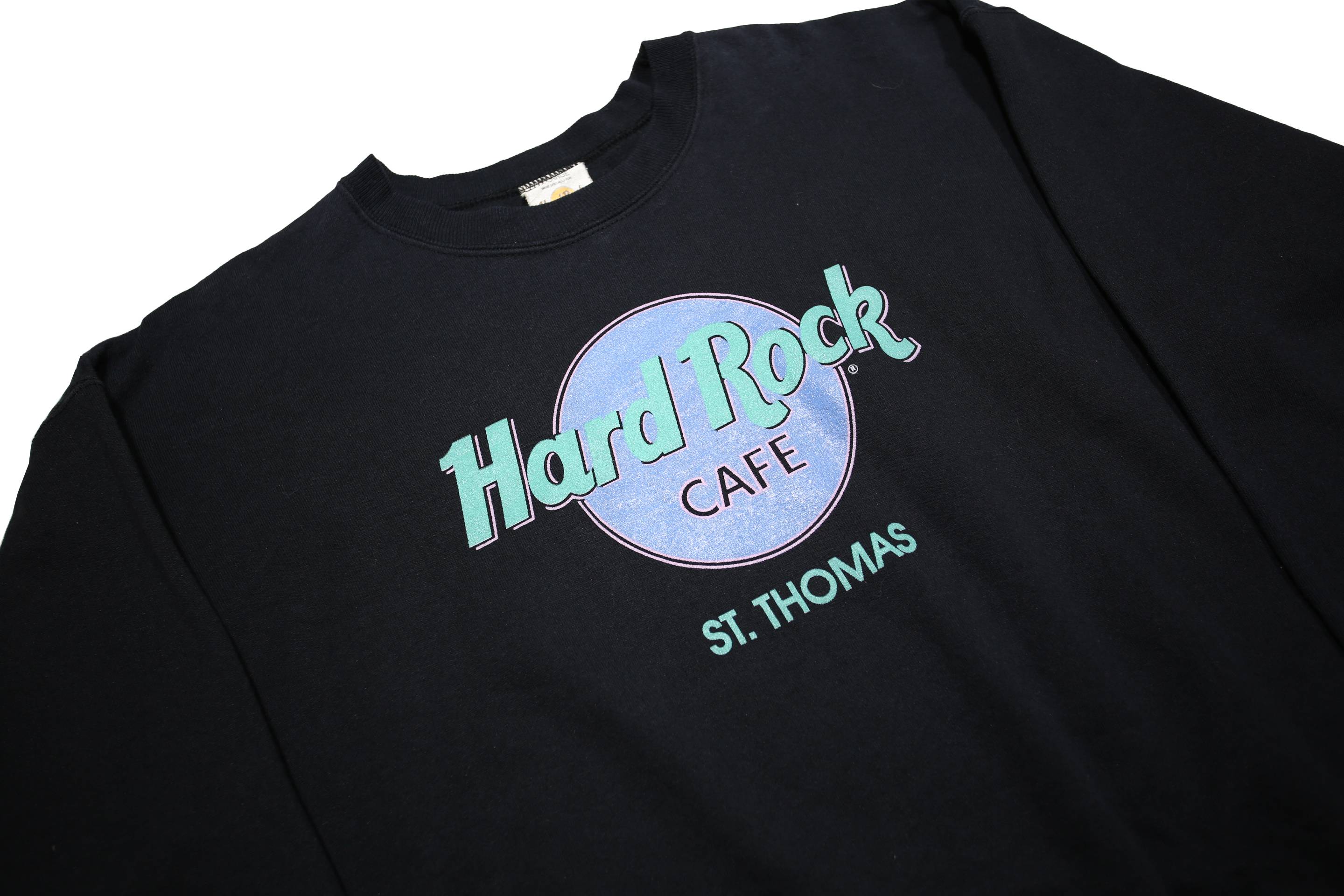 HARD ROCK CAFE Womens Black St Thomas Crew Neck XL Cotton Blend Sweatshirt