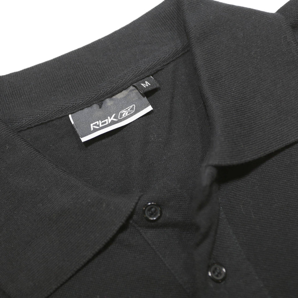 REEBOK Mens Black Polo Shirt M Cotton Short Sleeve Plain Casual Classic