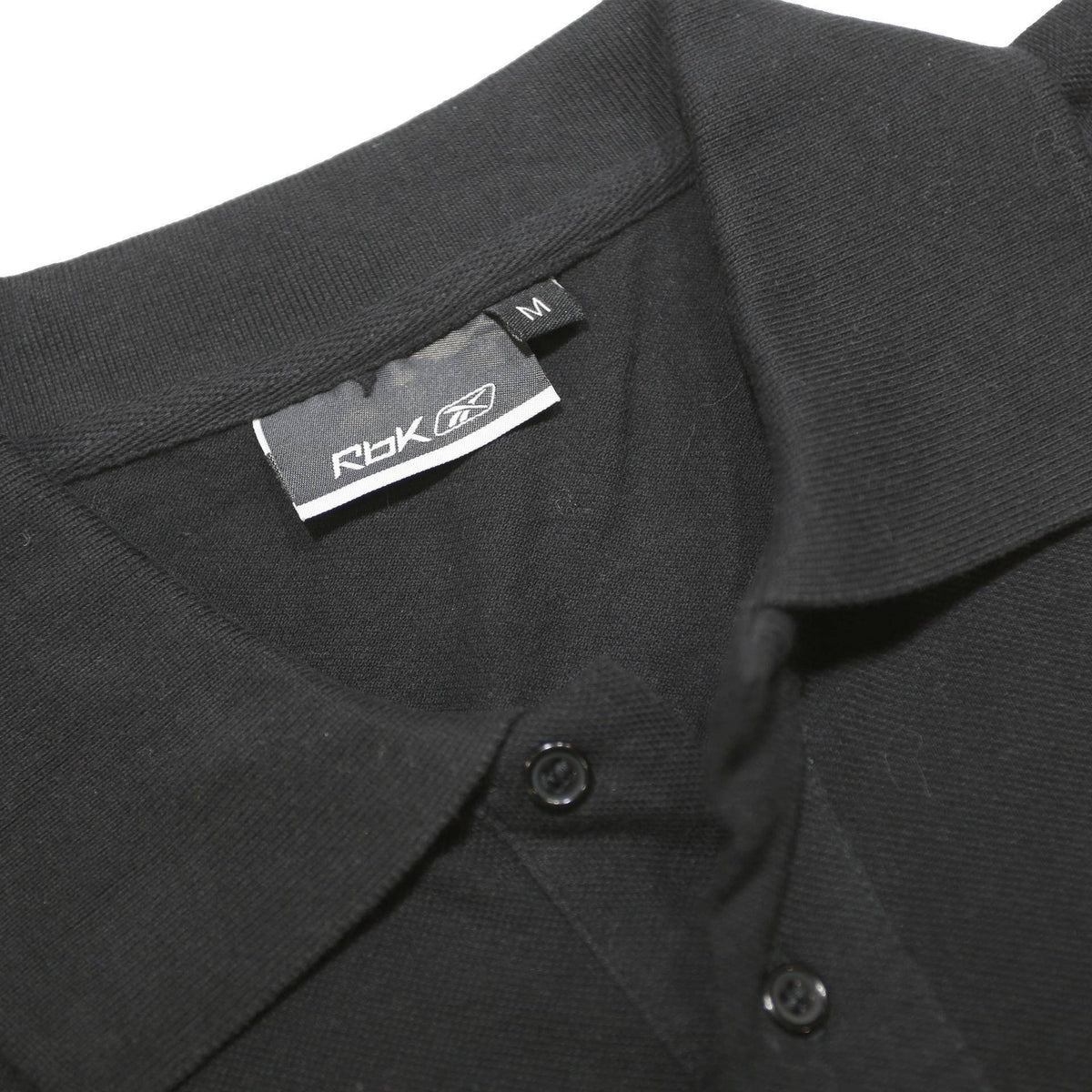REEBOK Mens Black Polo Shirt M Cotton Short Sleeve Plain Casual Classic