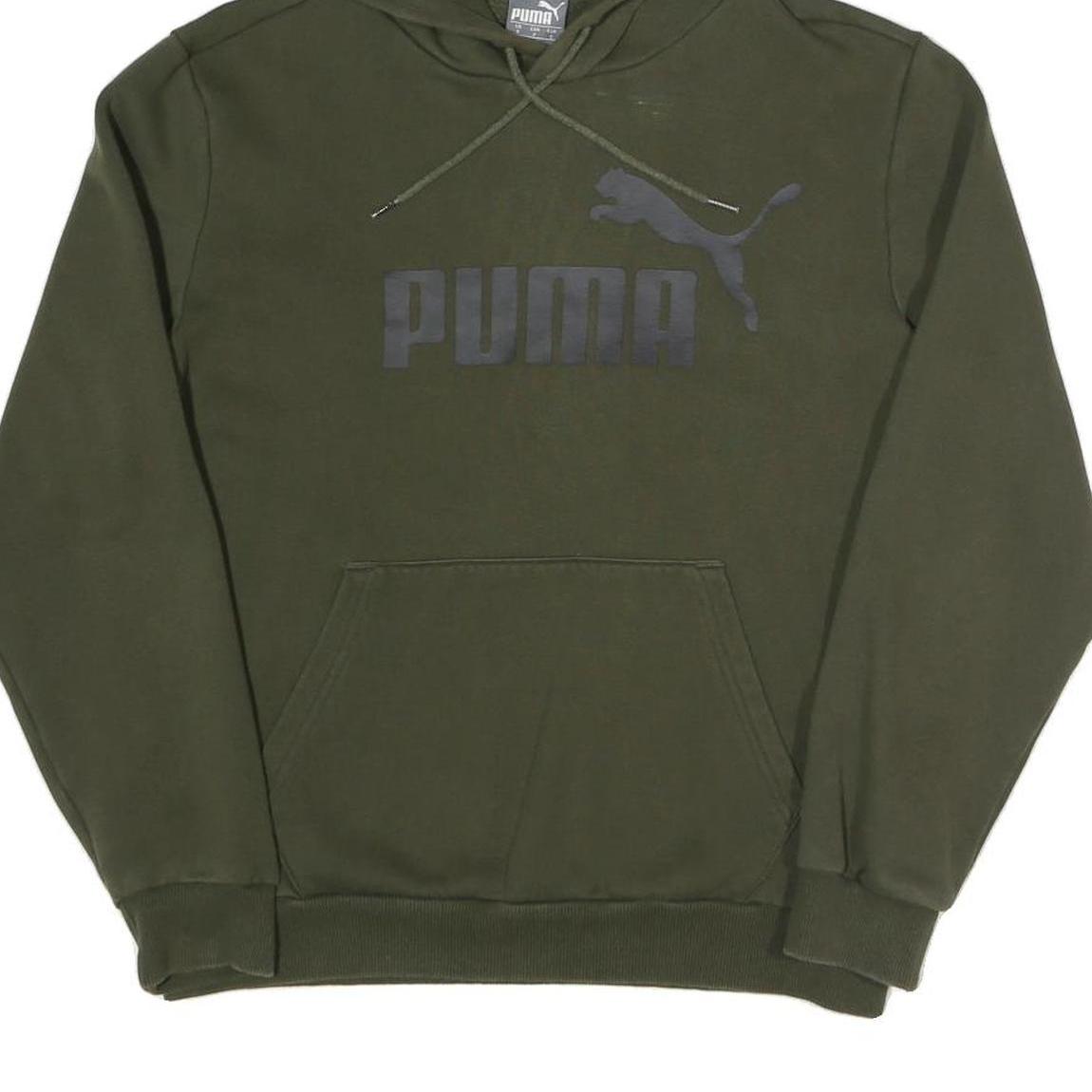 PUMA Womens Green Pullover Hoodie S Cotton Blend Casual Sportswear