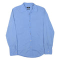 HUGO BOSS Mens Blue Plain Shirt M Classic Cotton Blend Long Sleeve Button Collar