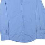 HUGO BOSS Mens Blue Plain Shirt M Classic Cotton Blend Long Sleeve Button Collar