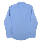 HUGO BOSS Mens Blue Plain Shirt M Classic Cotton Blend Long Sleeve Button Collar