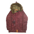 ALPHA INDUSTRIES Mens Maroon Nylon Outdoor Jacket M Fur Hood Zip Shell Warm