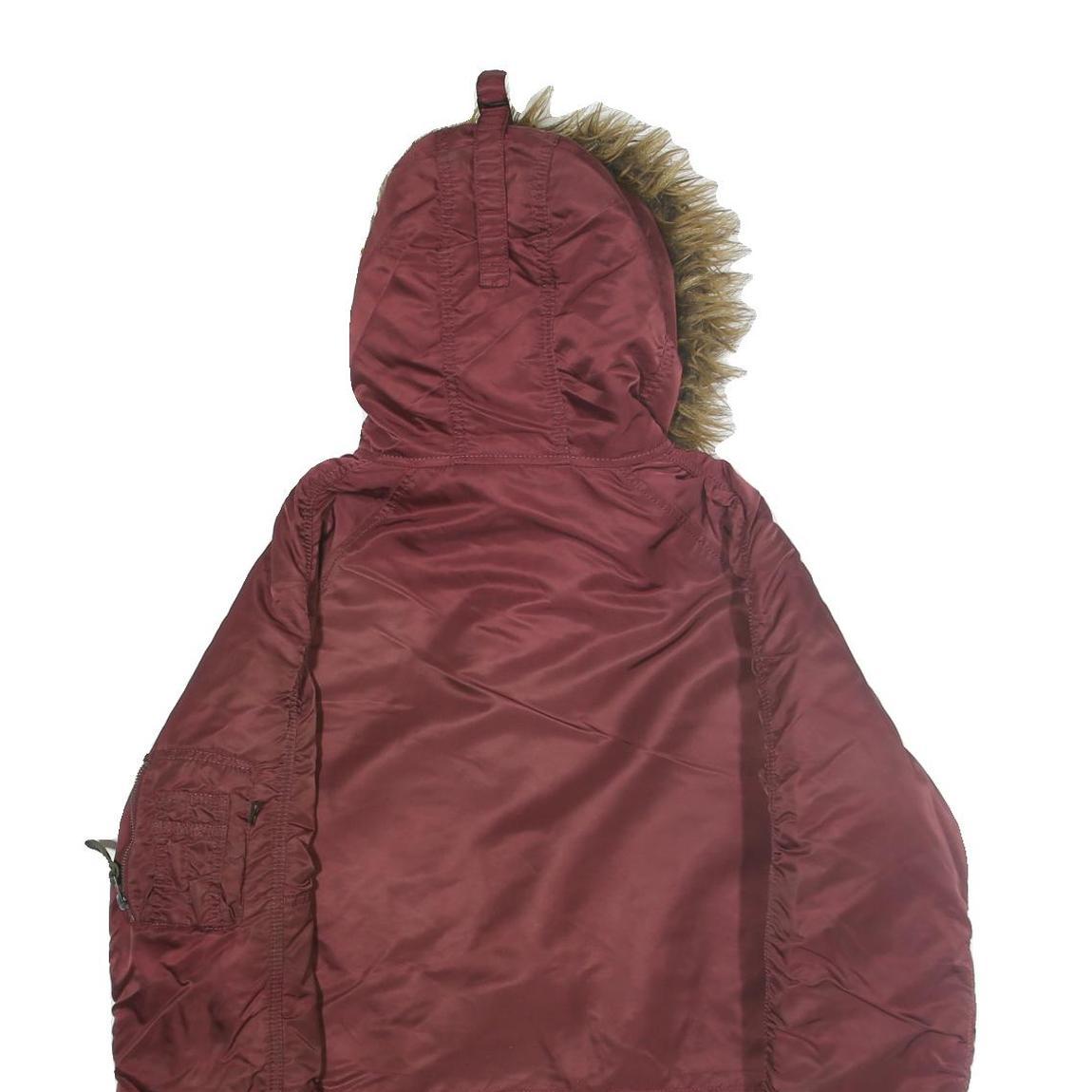 ALPHA INDUSTRIES Mens Maroon Nylon Outdoor Jacket M Fur Hood Zip Shell Warm