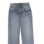 Womens Slim Light Blue Denim Jeans W28 L27 Embroidered Pocket Detail Cotton