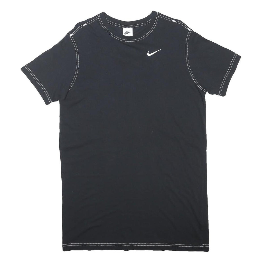 NIKE Womens Black Cotton Blend T-Shirt Dress Plain Short Sleeve S Casual Wear