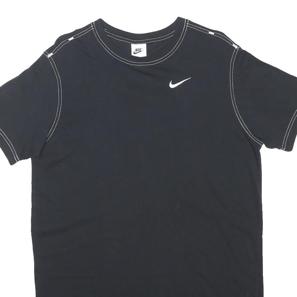 NIKE Womens Black Cotton Blend T-Shirt Dress Plain Short Sleeve S Casual Wear