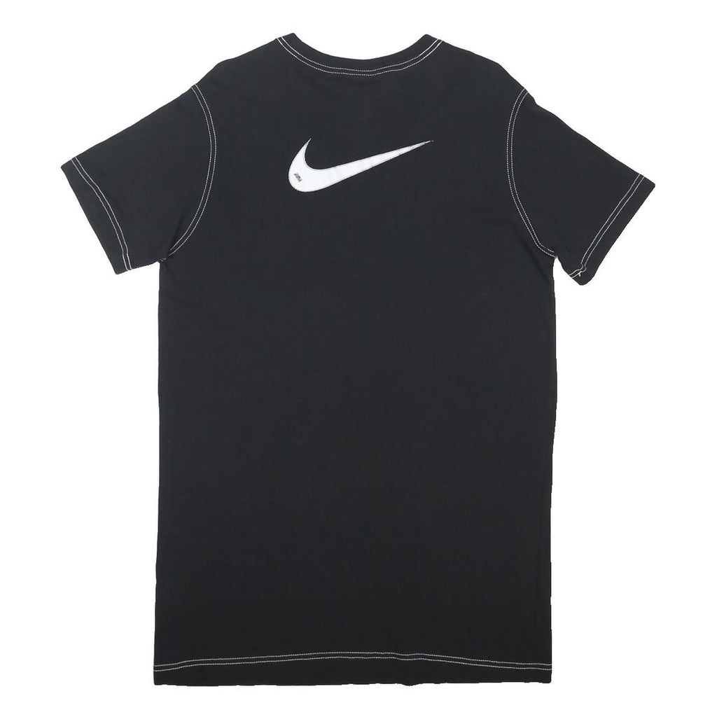 NIKE Womens Black Cotton Blend T-Shirt Dress Plain Short Sleeve S Casual Wear