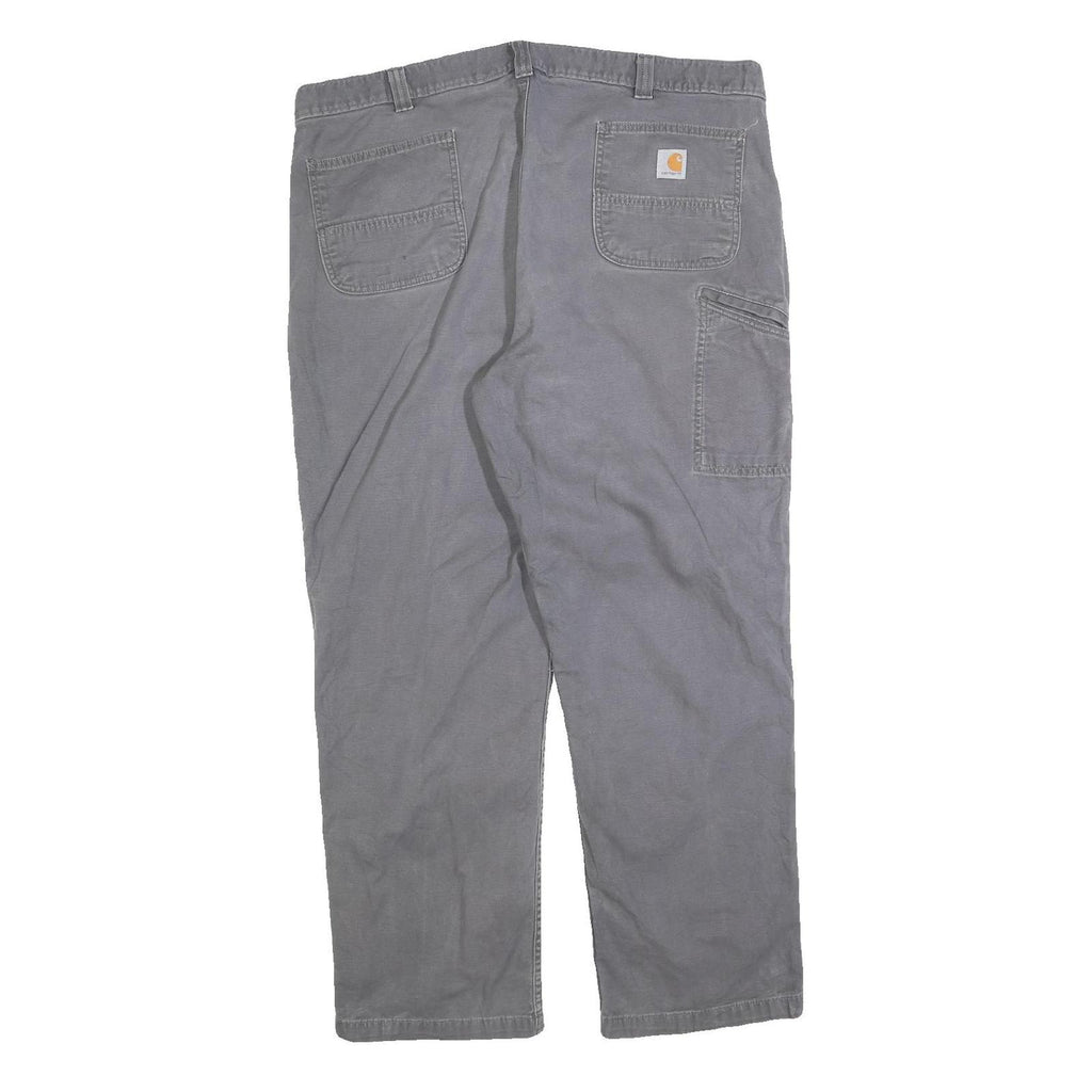 CARHARTT Mens Regular Fit Grey Workwear Trousers W34 L32 Cotton Blend Zip