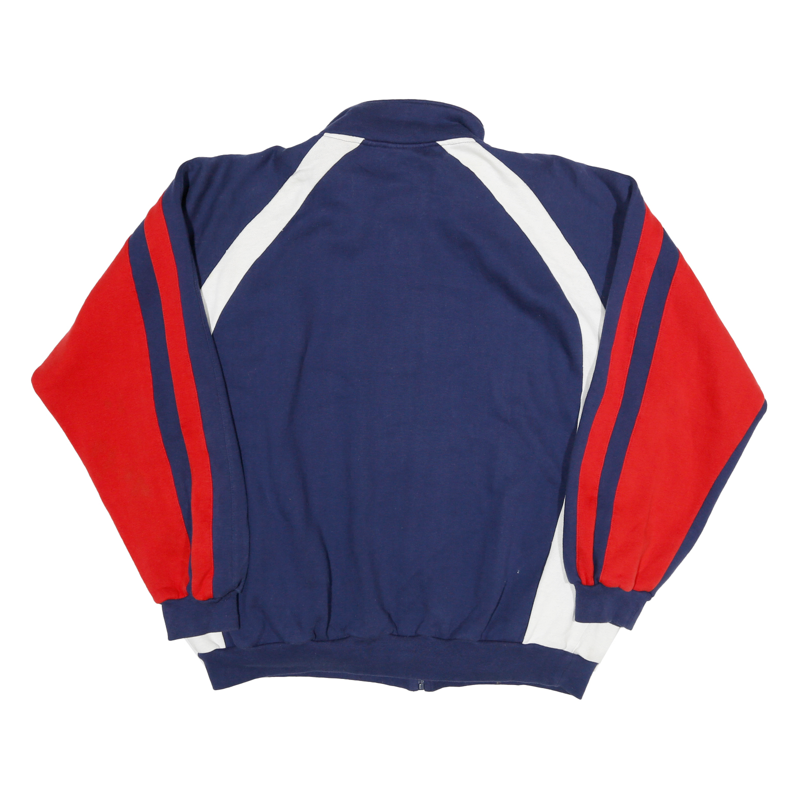 ASICS Mens Blue & Red Colourblock Pullover Sweatshirt XL Collared Relaxed Fit