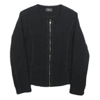 BRAX Womens Black Cotton Jacket S Woven Zip Front Minimalist Design