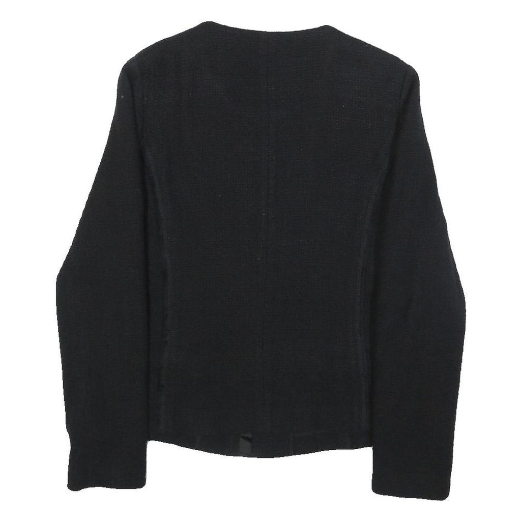 BRAX Womens Black Cotton Jacket S Woven Zip Front Minimalist Design