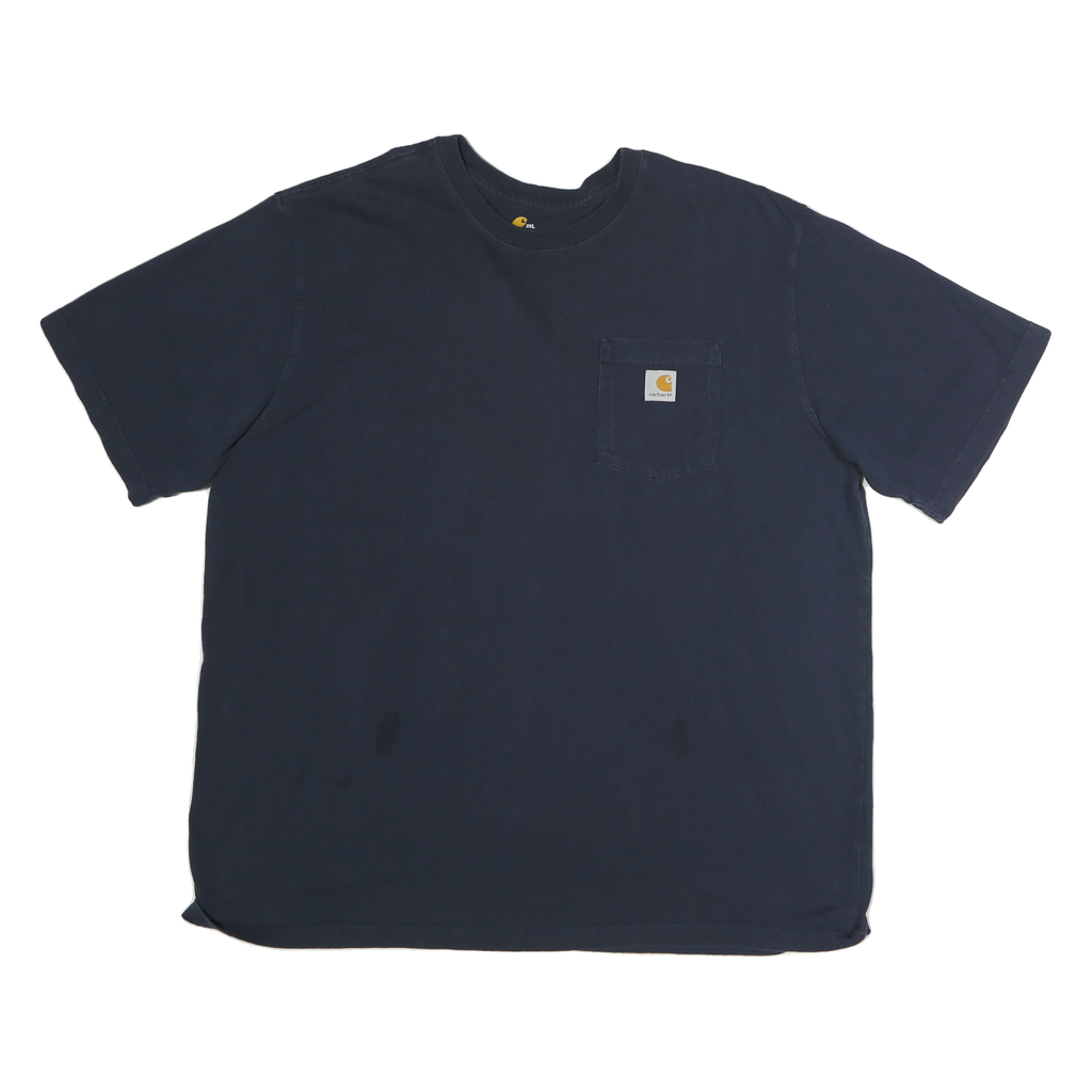CARHARTT Mens Navy Blue Pocket T-Shirt 2XL Short Sleeve Crew Neck Workwear