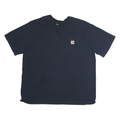 CARHARTT Mens Navy Blue Pocket T-Shirt 2XL Short Sleeve Crew Neck Workwear