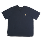 CARHARTT Mens Navy Blue Pocket T-Shirt 2XL Short Sleeve Crew Neck Workwear