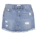 JBD Womens Blue Denim Distressed Mini Skirt Cotton L Button Closure Casual
