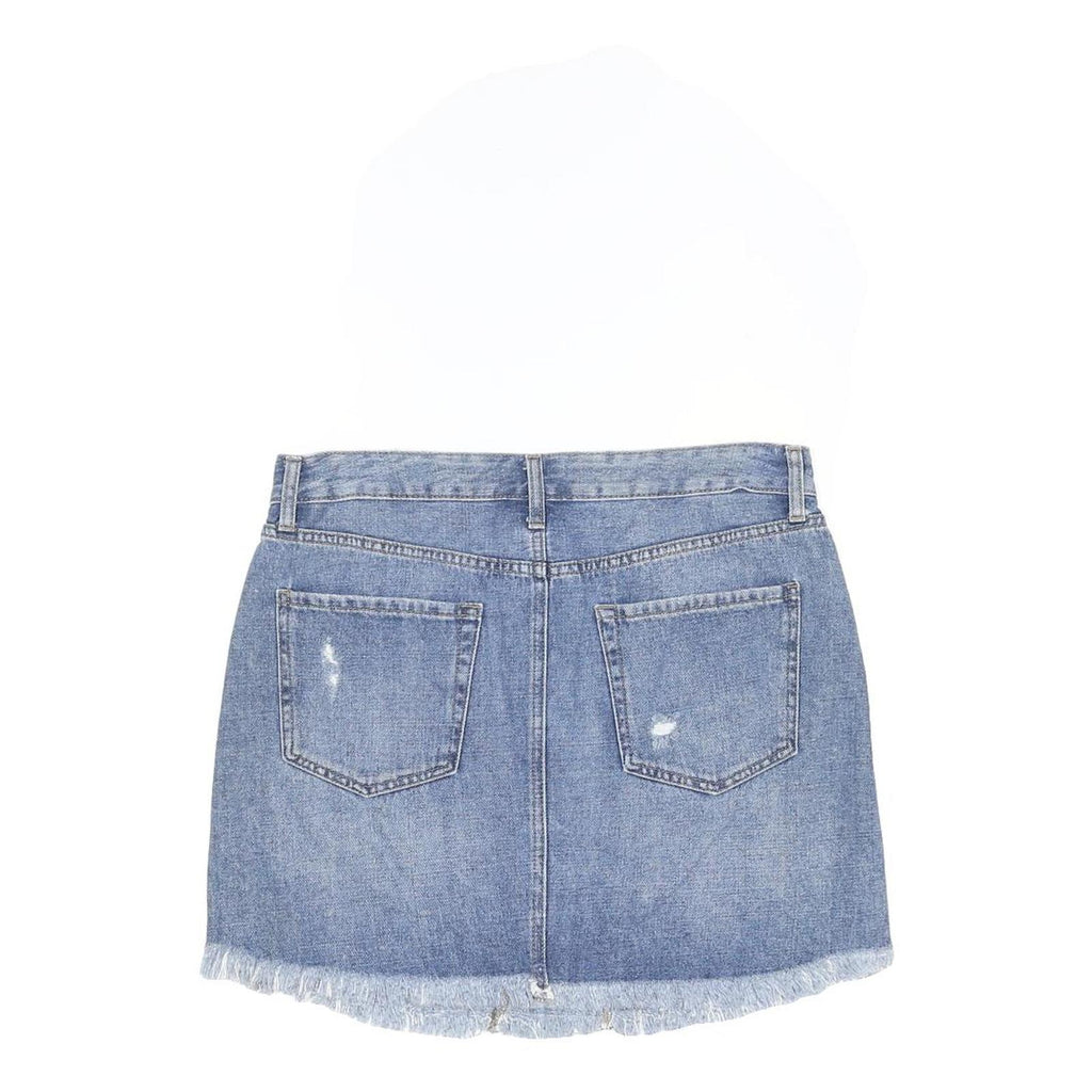 JBD Womens Blue Denim Distressed Mini Skirt Cotton L Button Closure Casual