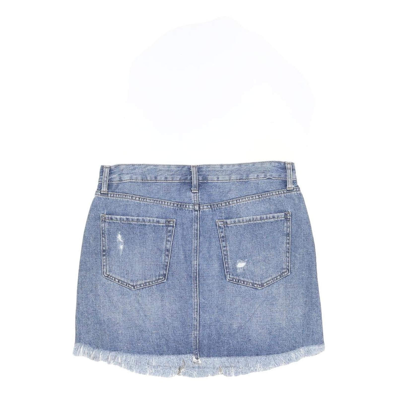 JBD Womens Blue Denim Distressed Mini Skirt Cotton L Button Closure Casual