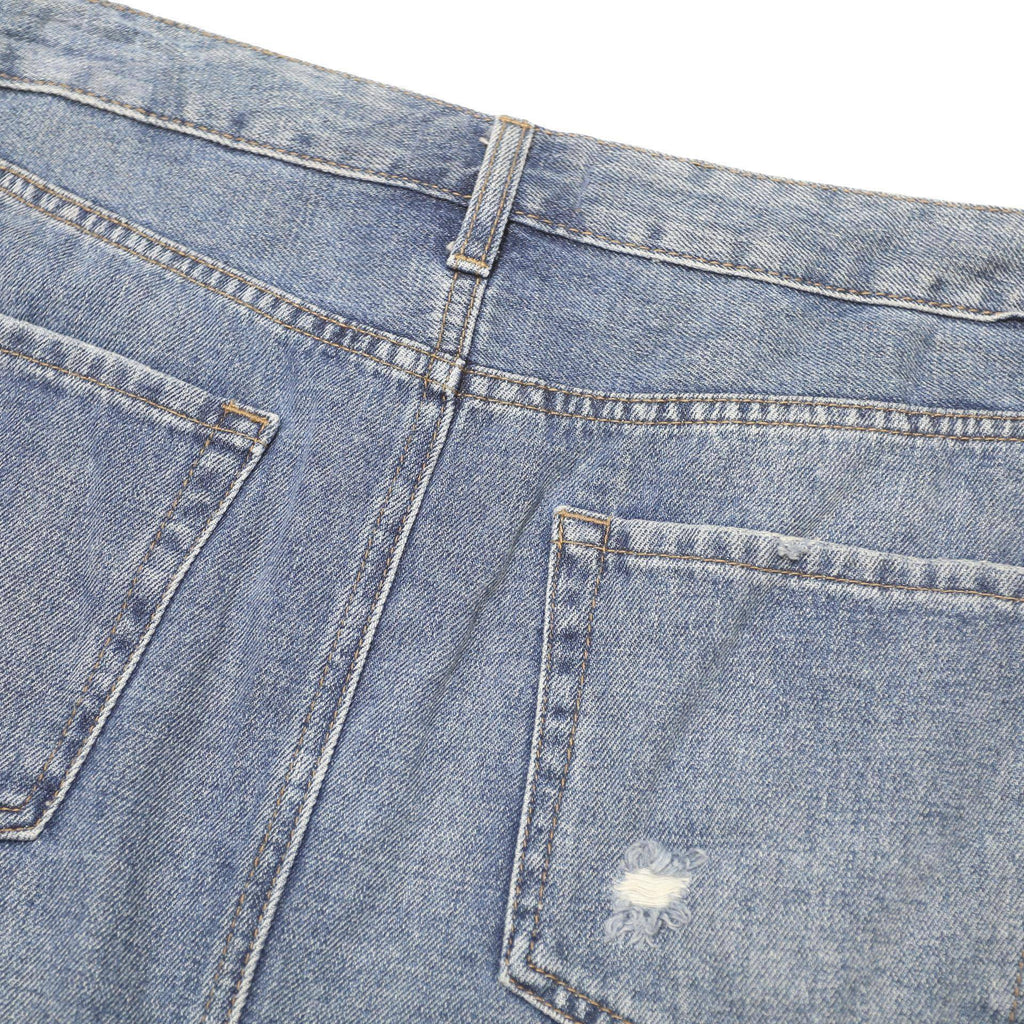 JBD Womens Blue Denim Distressed Mini Skirt Cotton L Button Closure Casual