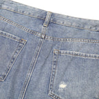 JBD Womens Blue Denim Distressed Mini Skirt Cotton L Button Closure Casual