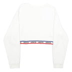 LEVI'S Womens White & Navy Crew Neck XS Logo Band Sweatshirt Crop Top